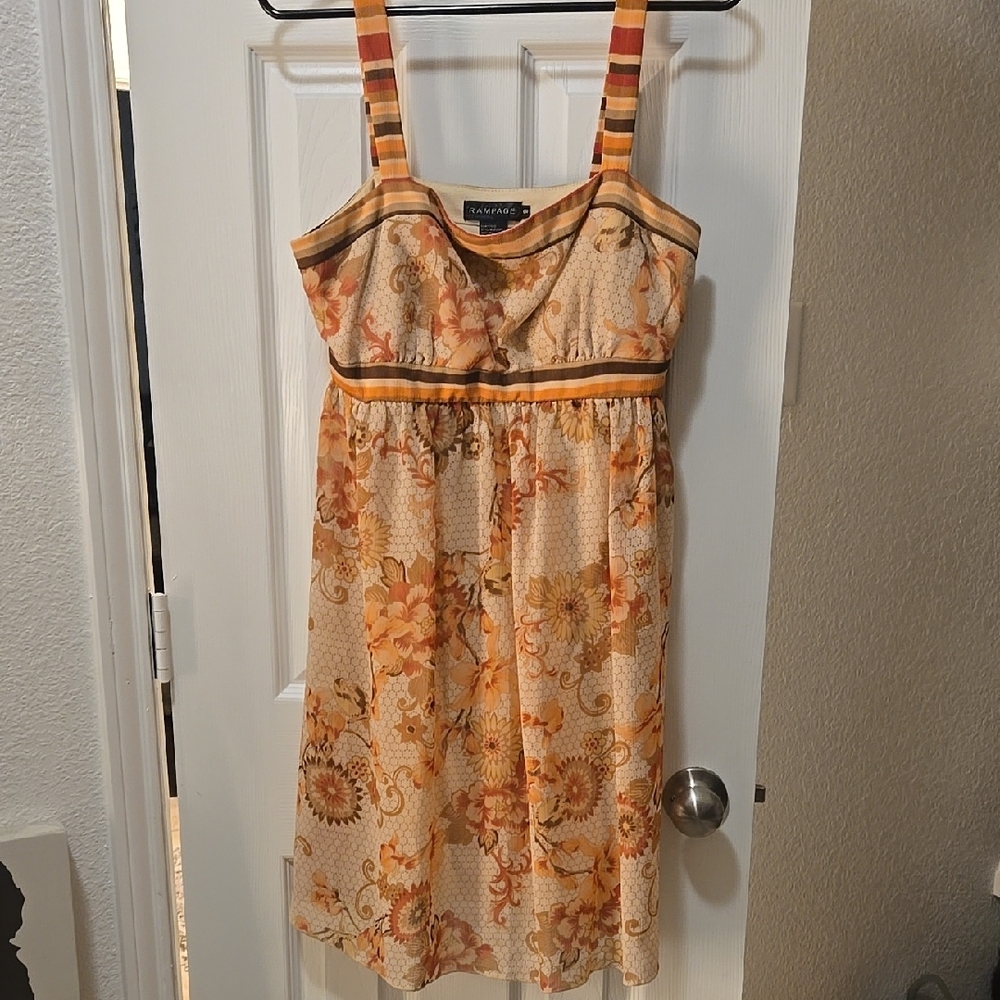 Rampage Floral Dress with Striped Accents